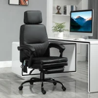 Vinsetto High-Back 6-Point Vibration Massaging Office Chair with 5 Modes, Headrest, Padded Seat, Wheels, Retractable Footrest, Black(m-10)
