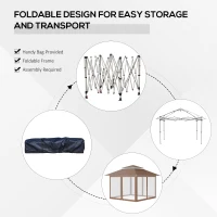 Outsunny 12' x 12' Pop Up Canopy Tent with Netting and Carry Bag, Instant Sun Shelter with 137 sq.ft Shade, Tents for Parties, Height Adjustable, for Outdoor, Garden, Patio, Khaki(m-5)