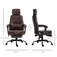 Vinsetto High-Back 6-Point Vibration Massaging Office Chair with 5 Modes, Headrest, Padded Seat, Wheels, Retractable Footrest, Brown(m-3)