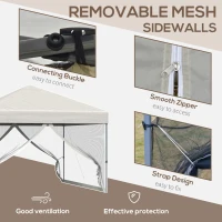 Outsunny 10' x 10' Pop Up Canopy Tent, Tents for Parties with Netting and Wheeled Carry Bag, Height Adjustable Instant Sun Shelter, for Outdoor, Garden, Patio, Beige(m-5)