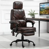 Vinsetto High-Back 6-Point Vibration Massaging Office Chair with 5 Modes, Headrest, Padded Seat, Wheels, Retractable Footrest, Brown(m-10)