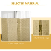 HOMCOM 5.6 Ft. Tall 4-Panel Room Divider, Paper Panel Freestanding Folding Privacy Screen Panels, Partition Wall Divider for Indoor Bedroom Office(m-5)