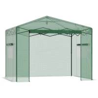 Outsunny 10' x 8' Portable Walk-in Greenhouse, Folding Pop-up, Outdoor Canopy Hot House, Roll-Up Zipper Door & 2 Ventilating Side Windows for Growing Flowers, Herbs, Vegetables, Saplings, Succulents(m-1)