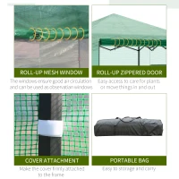 Outsunny 8' x 6' Portable Walk-in Greenhouse, Folding Pop-up, Outdoor Canopy Green House, Roll-Up Zipper Door and 2 Ventilating Side Windows for Growing Flowers, Herbs, Vegetables, Saplings, Green(m-5)
