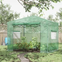 Outsunny 10' x 8' Portable Walk-in Greenhouse, Folding Pop-up, Outdoor Canopy Hot House, Roll-Up Zipper Door & 2 Ventilating Side Windows for Growing Flowers, Herbs, Vegetables, Saplings, Succulents(m-2)
