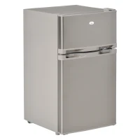 HOMCOM Mini Fridge with Freezer Compact Refrigerator 3 Cu Ft with 2 Doors Adjustable Temperature Removable Glass Shelves and Reversible Door for Office Motor Home Dormitory Apartment Bedroom Silver(m-9)