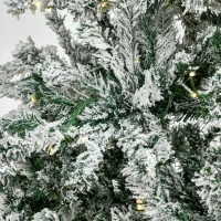 HOMCOM 9ft Tall Pre-Lit Snow-Flocked Artificial Christmas Tree with Realistic Branches, 900 Warm White LED Lights and 2094 Tips(m-9)