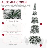 HOMCOM 9ft Unlit Snow-Flocked Slim Pine Artificial Christmas Tree with Realistic Branches and 1084 Tips(m-6)