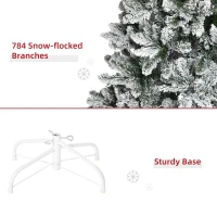 HOMCOM 9ft Unlit Snow-Flocked Slim Pine Artificial Christmas Tree with Realistic Branches and 1084 Tips(m-7)