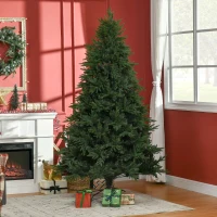 HOMCOM 7' Tall Unlit Full Artificial Christmas Tree with Realistic Branches and 4030 Tips, Green(m-2)