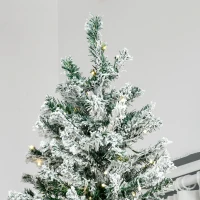HOMCOM 9ft Tall Pre-Lit Snow-Flocked Artificial Christmas Tree with Realistic Branches, 900 Warm White LED Lights and 2094 Tips(m-8)