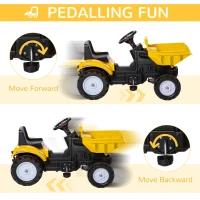 Aosom Ride on Toy Dump Truck for Kids, Pedal Construction Car with Detachable Trailer for 3 Year Old, Yellow(m-5)
