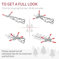 HOMCOM 7FT Tall Prelit Flocked Artificial Christmas Tree Holiday Décor with Realistic Branches, Warm White LED Lights, Auto Open, Green(m-5)