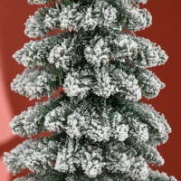 HOMCOM 6' Tall Unlit Slim Pencil Xmas Tree, Snow Flocked Artificial Christmas Tree with Realistic Branches and 603 Tips, Green(m-9)