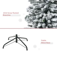 HOMOM 9ft Flocked Christmas Tree, Pencil Artificial Xmas Tree with Faux Snow, Dense Branches, Foldable Metal Base for Indoor Holiday Decor(m-7)