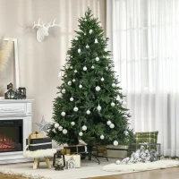 HOMCOM 7' Tall Unlit Full Artificial Christmas Tree with Realistic Branches and 4030 Tips, Green(m-8)