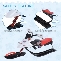 Soozier GT Snow Racer Sleds for Kids with Padded Rubber Seat Traction Rope, Snow Motor with Wind Shield Handle and Anti-Slip Pedal, Winter Gift for Boys Girls Red(m-6)