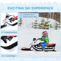 Soozier GT Snow Racer Sleds for Kids with Padded Rubber Seat Traction Rope, Snow Motor with Wind Shield Handle and Anti-Slip Pedal, Winter Gift for Boys Girls Red(m-7)