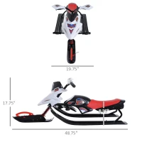 Soozier GT Snow Racer Sleds for Kids with Padded Rubber Seat Traction Rope, Snow Motor with Wind Shield Handle and Anti-Slip Pedal, Winter Gift for Boys Girls Red(m-3)