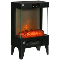 HOMCOM Electric Fireplace Heater, Freestanding 750W/1500W Fireplace, w/ LED Screen, Remote included Quiet Heater Ideal for 269 sq.ft Indoor Use, Black(m-2)
