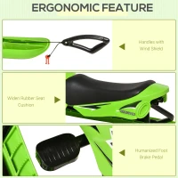 Outsunny Kids Snow Racer Sled, Ski Sled Slider Board, Snowmobile, with Foot Break, Auto Pull Rope, for Downhill and Uphill, Age 5 & up, Gift for Boys & Girls, Green(m-5)