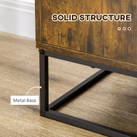 HOMCOM Industrial Wine Rack Cabinet for 4 Bottles, Liquor Cabinet with Tempered Glass Top, Adjustable Shelves for Home Bar, Dining Room, Rustic Brown(m-7)