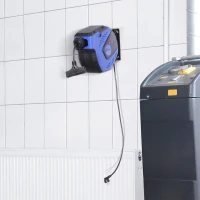 DURHAND 50ft Retractable Cord Reel Industrial Extension Cord 3 Grounded Outlets Adapter Ceiling or Wall Mount(m-1)