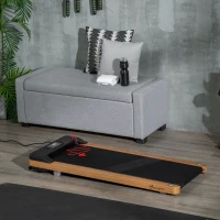 Soozier Wood Walking Pad, Smart Under Desk Treadmill, Walking Jogging Machine with Blue Tooth Speaker, Remote Control, 12 Pre-Programs, Transport Wheels and LED Display for Home Gym Office(m-2)