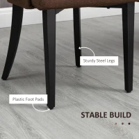 HOMCOM Modern Dining Chairs Set of 2, Button Tufted Accent Chairs with Upholstered Seat, Steel Legs for Living Room, Kitchen, Study, Brown(m-6)