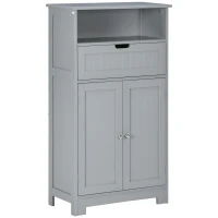 kleankin Bathroom Cabinet Organizer, Freestanding Small Storage Cabinet with Drawer and Adjustable Shelf for Living Room, or Entryway, Grey(m-1)