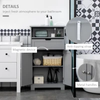 kleankin Bathroom Cabinet Organizer, Freestanding Small Storage Cabinet with Drawer and Adjustable Shelf for Living Room, or Entryway, Grey(m-6)