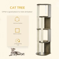 PawHut 65" Corner Modern Cat Tree Tall for Climbing, Large Multilevel Cat Tower with Scratching Posts, Small-Fit Kitten Tower with Sisal, Cream White(m-4)