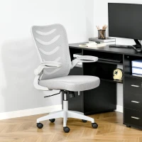 Vinsetto Mesh Office Chair Mid Back Task Desk Chair with Lumbar Back Support, Flip-Up Arm, Adjustable Height, Grey(m-10)