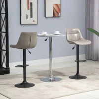 HOMCOM Adjustable Bar Stools Set of 2, Modern Kitchen Stools, 360 Degree Swivel Bar Height Chairs in PU Leather with Footrest, Grey(m-1)