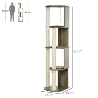 PawHut 65" Corner Modern Cat Tree Tall for Climbing, Large Multilevel Cat Tower with Scratching Posts, Small-Fit Kitten Tower with Sisal, Cream White(m-3)