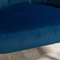 HOMCOM Modern Accent Chairs with Cushioned Seat, Upholstered Velvet Armchair for Bedroom, Living Room Chair with Arms and Wood Legs, Blue(m-9)