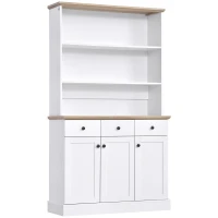 HOMCOM 71" Buffet with Hutch, Kitchen Pantry Cabinet, Bookcase with Drawers & Shelves for Living Room, White(m-1)