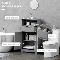 kleankin Bathroom Cabinet Organizer, Freestanding Small Storage Cabinet with Drawer and Adjustable Shelf for Living Room, or Entryway, Grey(m-4)