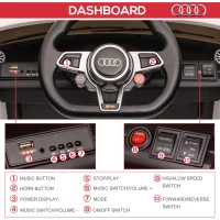 Aosom 6V Audi TT RS Kids Licensed Ride On Car Toy Battery Powered High/Low Speed with Headlight Music and Remote Control - White(m-7)
