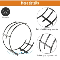 Outsunny 28" Round Firewood Rack Holder Log Storage Rack, 110 lbs. Weight Capacity, Black(m-5)
