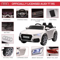 Aosom 6V Audi TT RS Kids Licensed Ride On Car Toy Battery Powered High/Low Speed with Headlight Music and Remote Control - White(m-5)