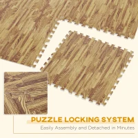 Soozier 18 Piece 24" x 24" High-Density Water Resistant Interlocking Foam Floor Tile Mats 72Sqft- Light Wood Grain(m-4)