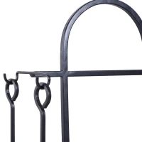 Outsunny Indoor Outdoor Firewood Rack with 4 Tools, elevated base Steel Power Coated Construction Fire Wood Storage Stacking Set, Black(m-7)