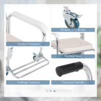 HOMCOM Personal Mobility Durable Waterproof Shower Accessible Transport Commode Medical Rolling Chair(m-5)