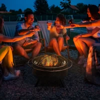 Outsunny 30" Outdoor Fire Pit with Screen Cover, Portable Wood Burning Firebowl Basin with Poker for Patio, Backyard, Black(m-1)