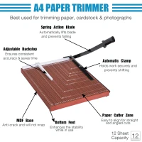 HOMCOM Paper Trimmer Cutter 12-Sheet Capacity with with Heavy Duty Gridded Base, A3 Professional Guillotine for Home and Office(m-4)