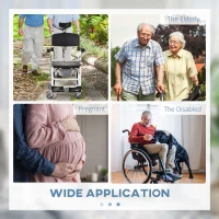 HOMCOM Personal Mobility Assist Bedside Commode Toilet Chair with 30° Reclining Backrest & Four Rolling Wheels(m-6)