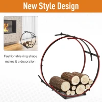 Outsunny 28" Round Firewood Rack Holder Log Storage Rack, 110 lbs. Weight Capacity, Black(m-4)