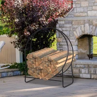 HOMCOM 40 Inch Heavy Duty Firewood Rack Indoor Outdoor Log Holder 264lbs, Black(m-7)