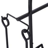 Outsunny Indoor Outdoor Firewood Rack with 4 Tools, elevated base Steel Power Coated Construction Fire Wood Storage Stacking Set, Black(m-9)